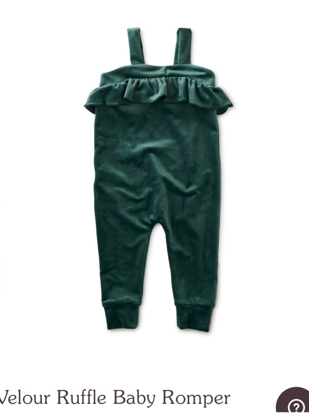 Tea Collection Velour Ruffle Romper - Deep Green 9-12 months